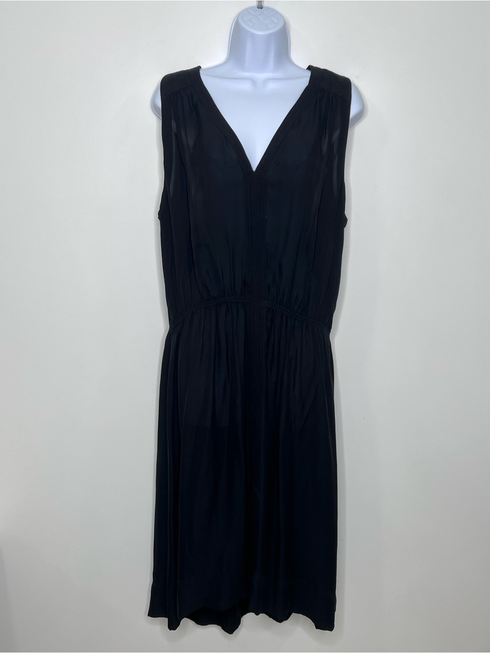 A.L.C. Silk Black Sleeveless V-Neck Midi Dress